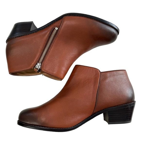 Vionic Jolene Brown Leather Blocked Heel Ankle Booties in Mocha Size 9.5 - Picture 6 of 16